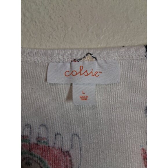 NWOT Colsie Christmas T-Shirt Dog Print Super Soft Long Sleeve Boxy Crop Large - Picture 4 of 5